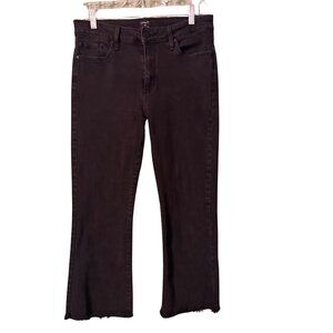 Just Black Denim Cropped Straight Raw Hem Jeans